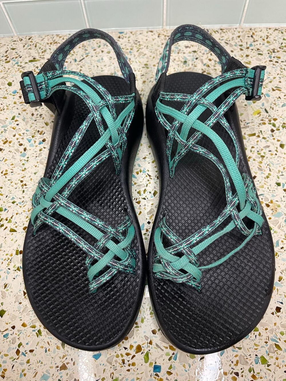 Chaco ZX2 Double Strap Toe Loop Sandals Womens 10 Teal Black Hiking